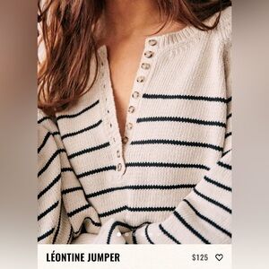 Sezane Leontine Sweater/Jumper Ecru/Navy size Small - EUC